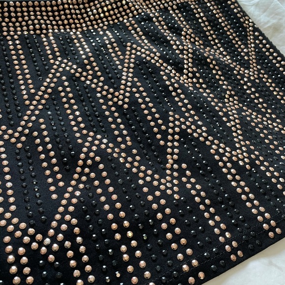 Black and Rose Gold Studded Mini Skirt - Picture 2 of 7